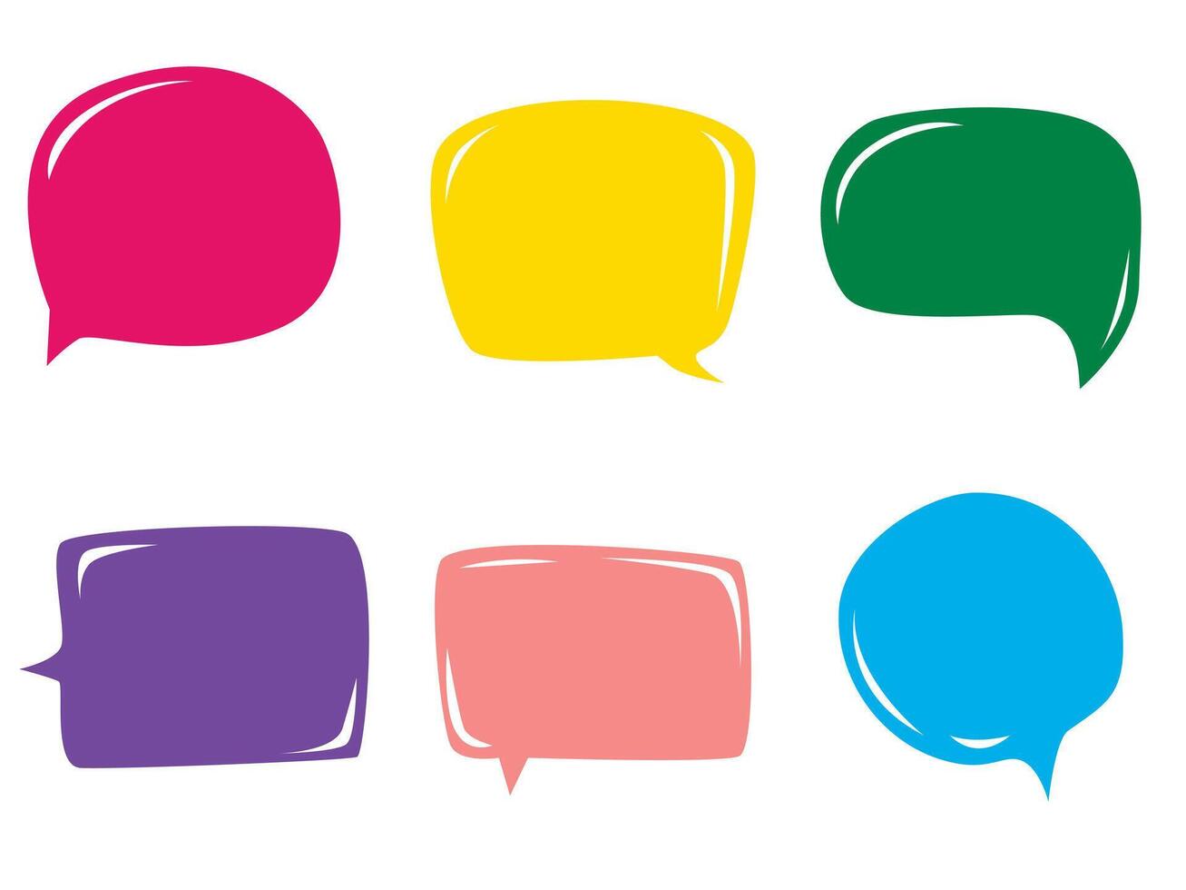 Hand drawn quote poster set. Isolated text box. Color empty speech bubbles. vector