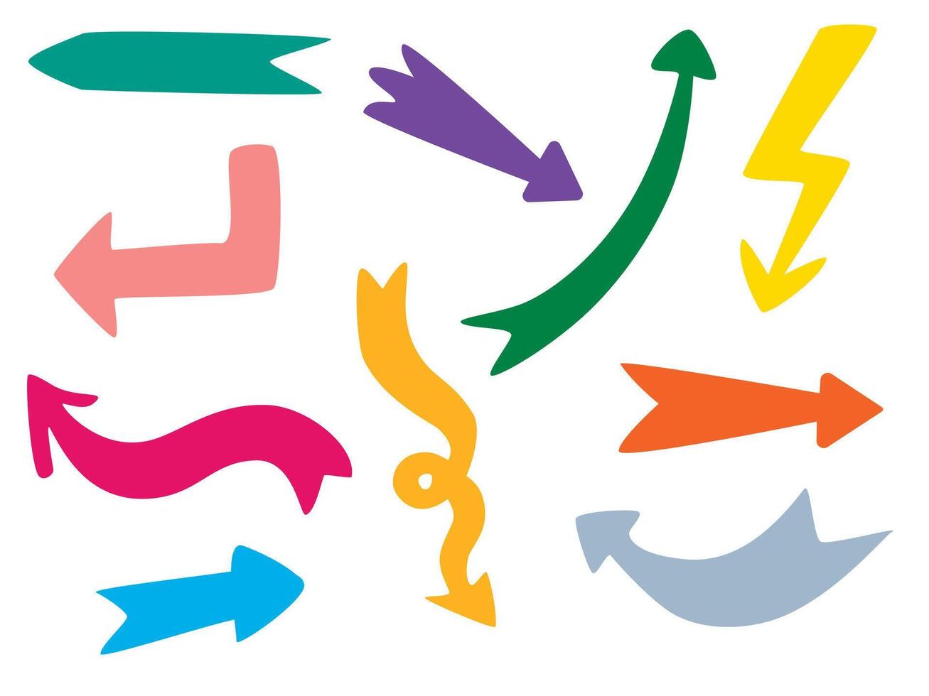 Hand drawn arrow mark icons. Doodle hand drawn vector