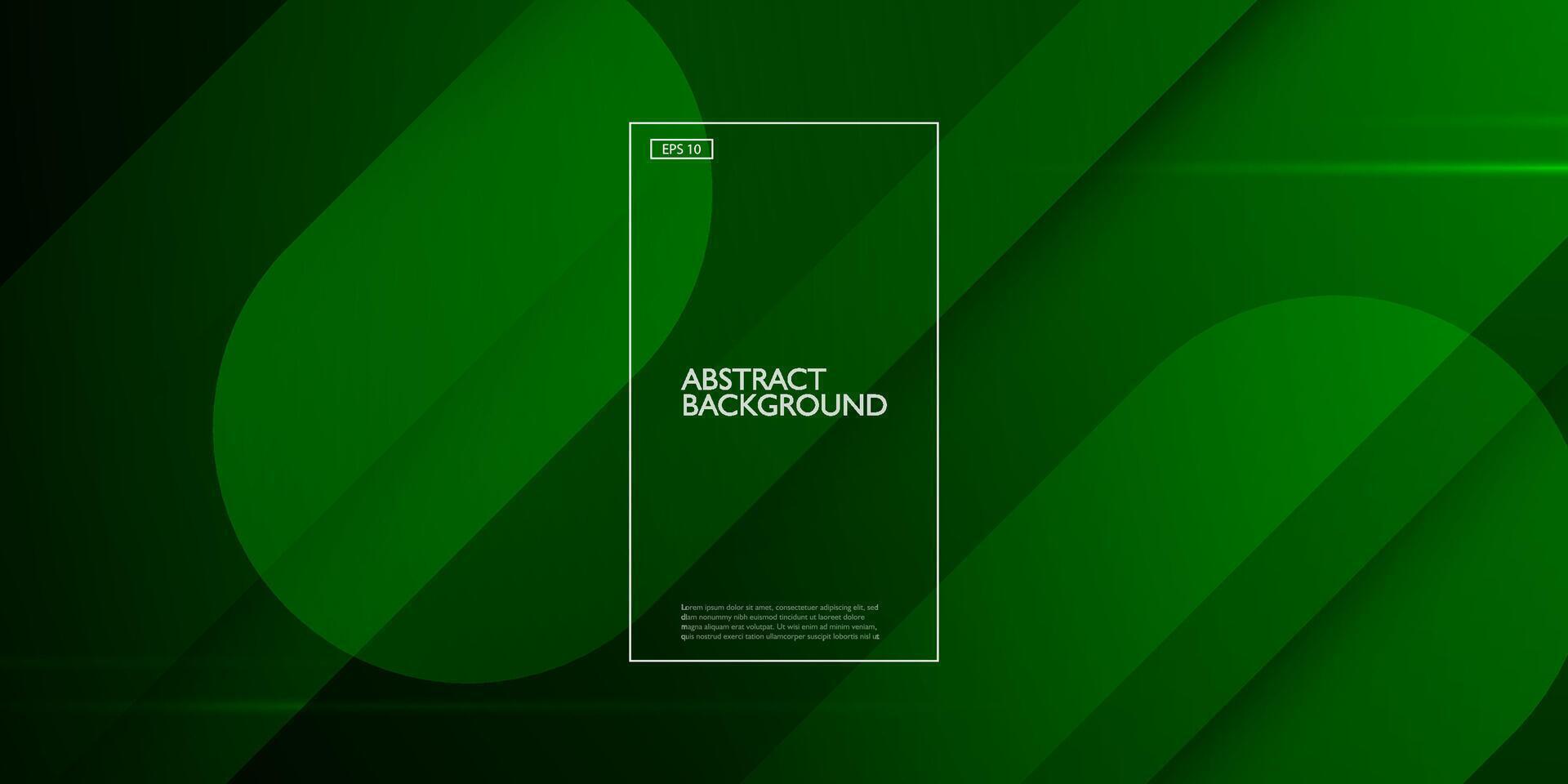 Abstract dark green geometric background template with curve rectangle pattern. Green background with trendy design. Eps10 vector