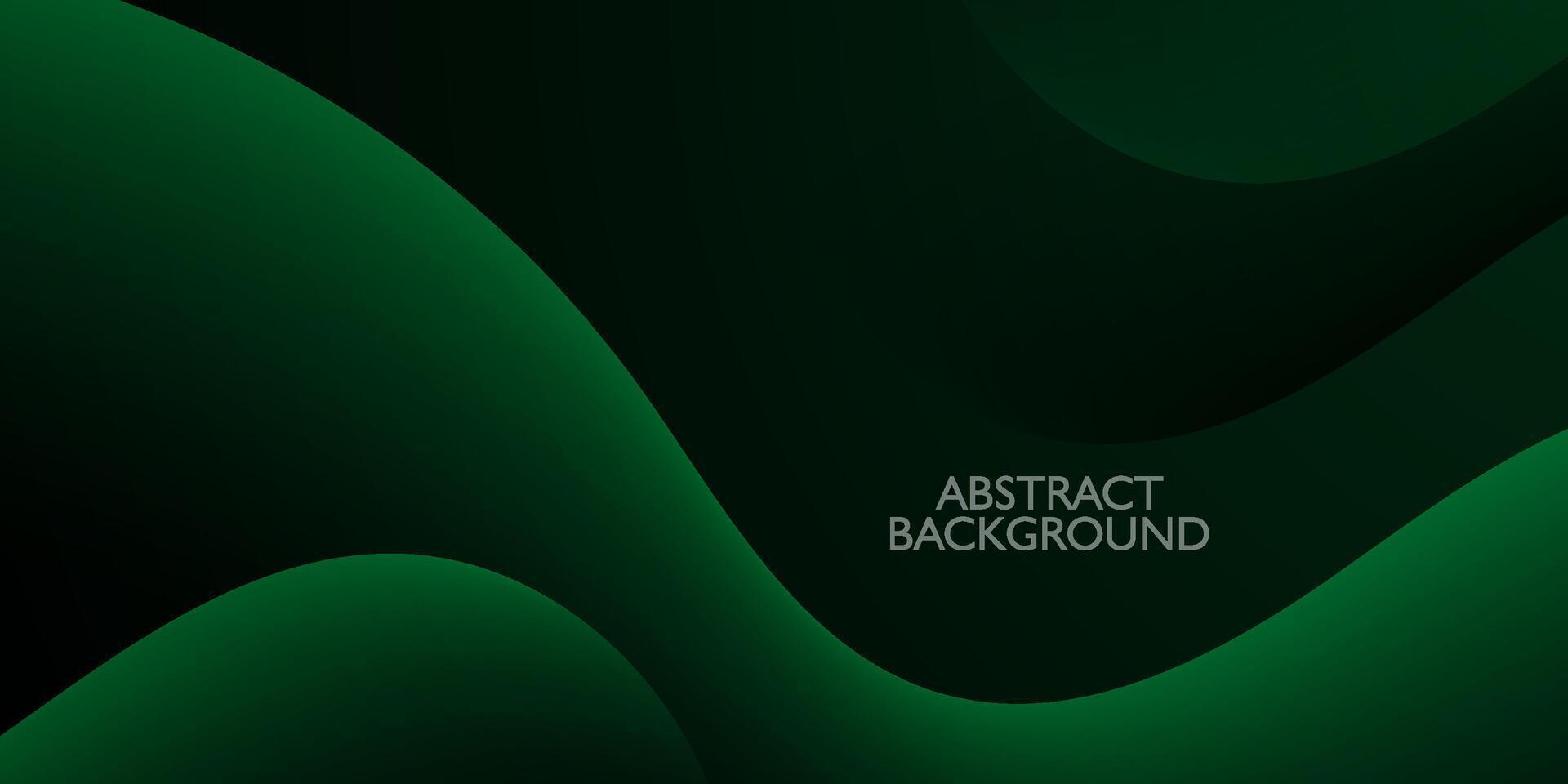 Dynamic dark green gradient illustration background with simple wave style. Cool design. Wave shapes pattern. Eps10 vector