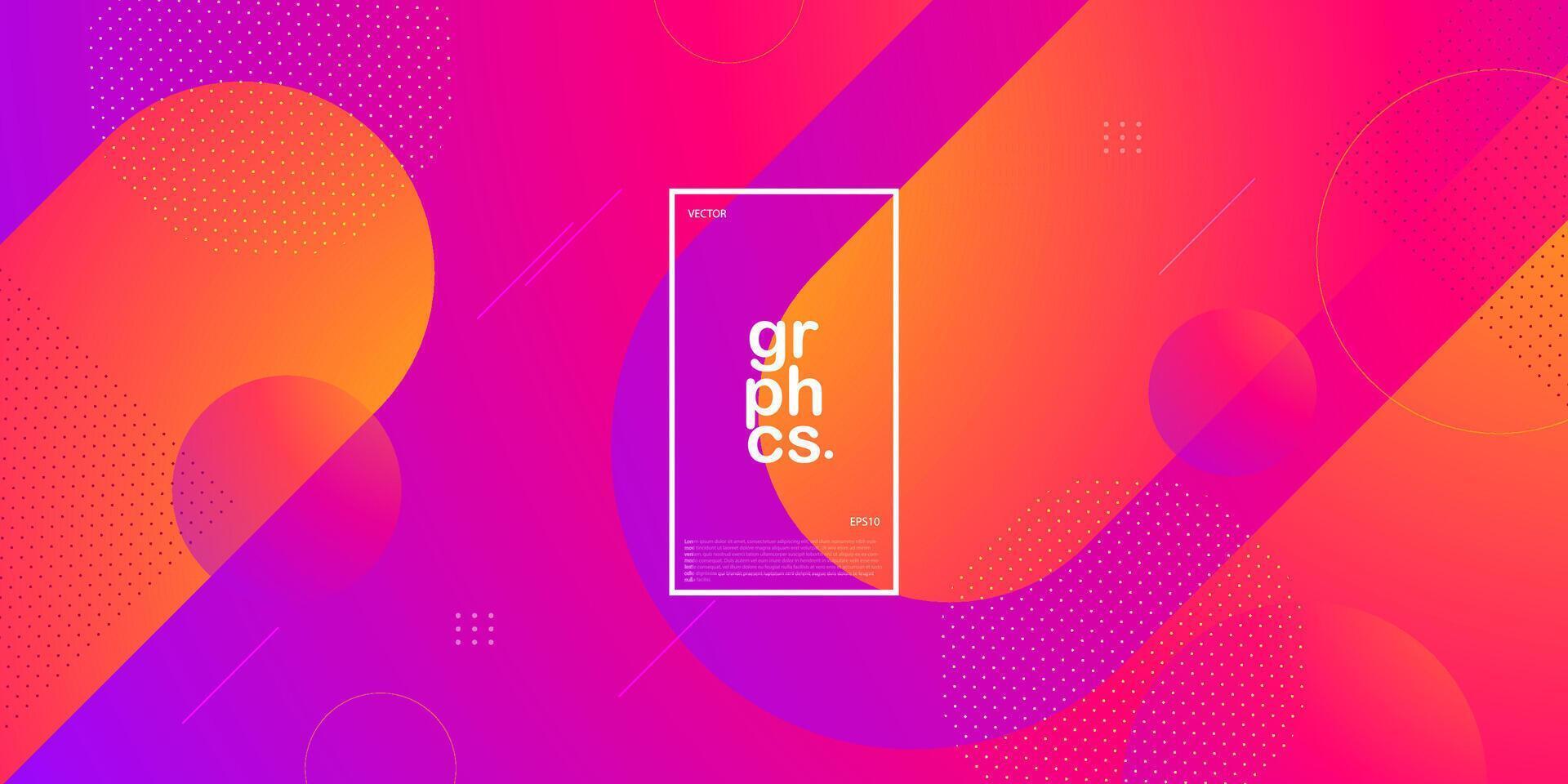 Dynamic abstract gradient orange and purple geometric background with simple circle pattern. Cool and bright design. Eps10 vector