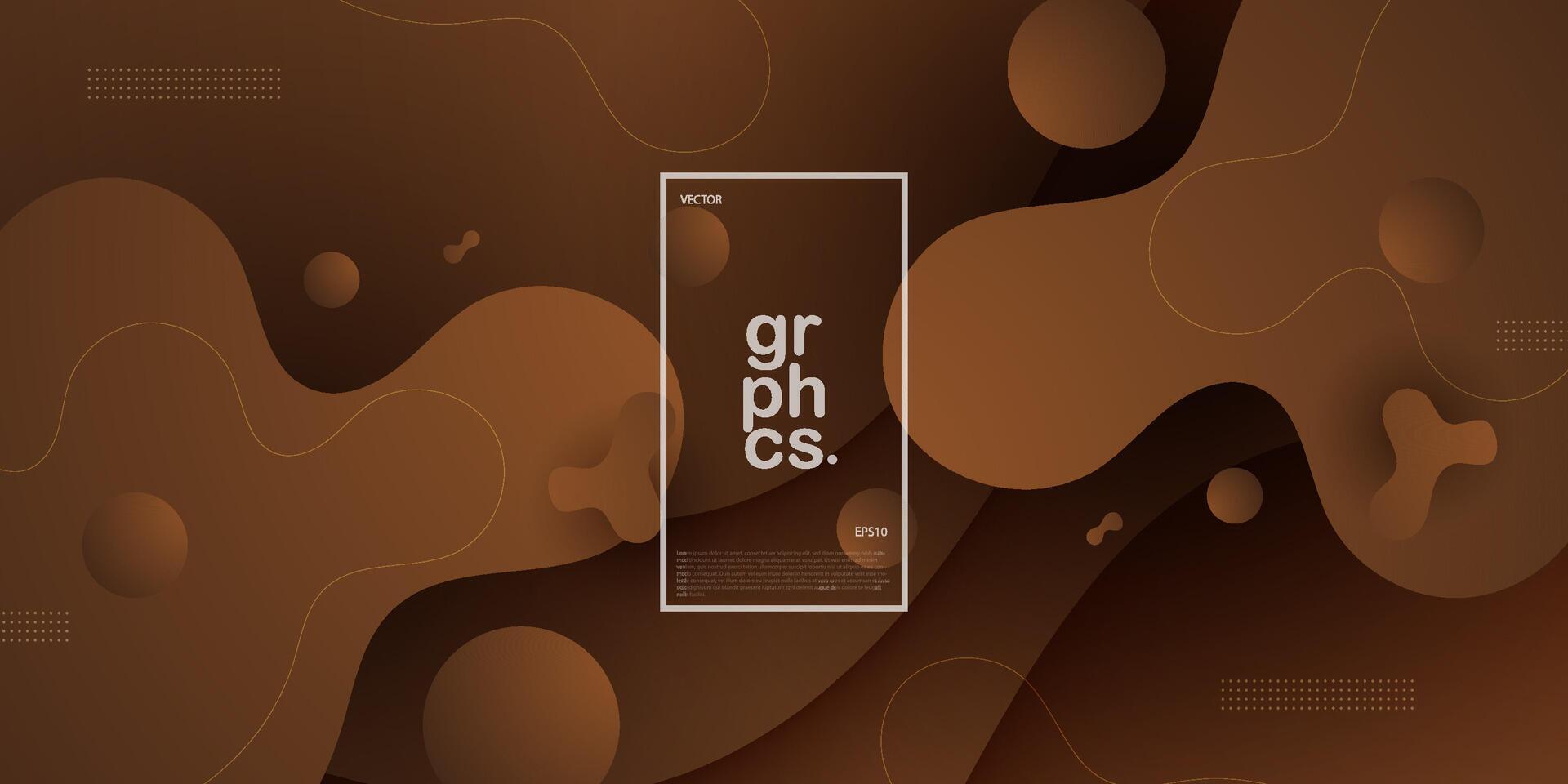 Simple dynamic brown textured background design in 3D style with dark color. Wave and circle pattern design. EPS10 vector