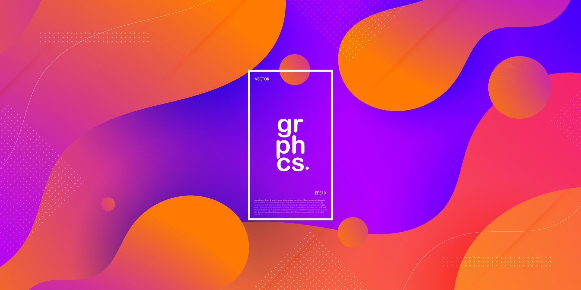 Orange liquid geometric on dark purple abstract background design. Creative banner design with fluid wave shapes and liquid lines for template. Simple background design. Eps10 vector