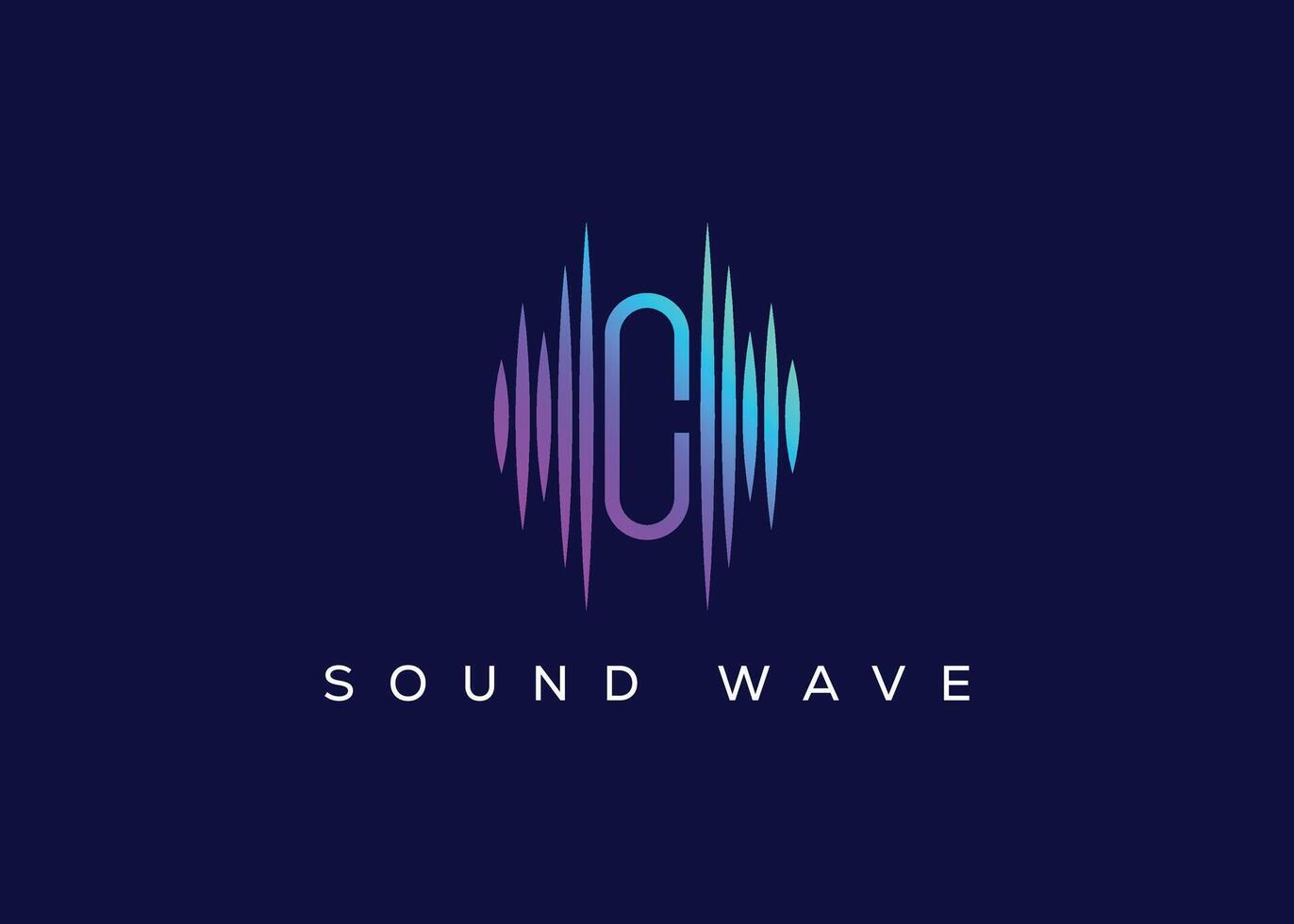 Minimalist Letter C Sound Wave logo. Modern Sound Wave logo. C Music Logo vector