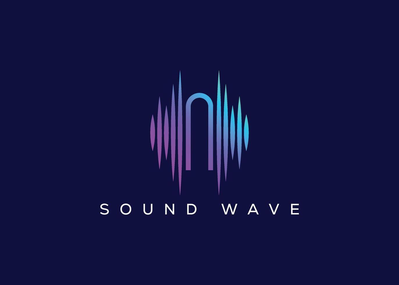 Minimalist Letter N Sound Wave logo. Modern Sound Wave logo. N Music Logo. vector