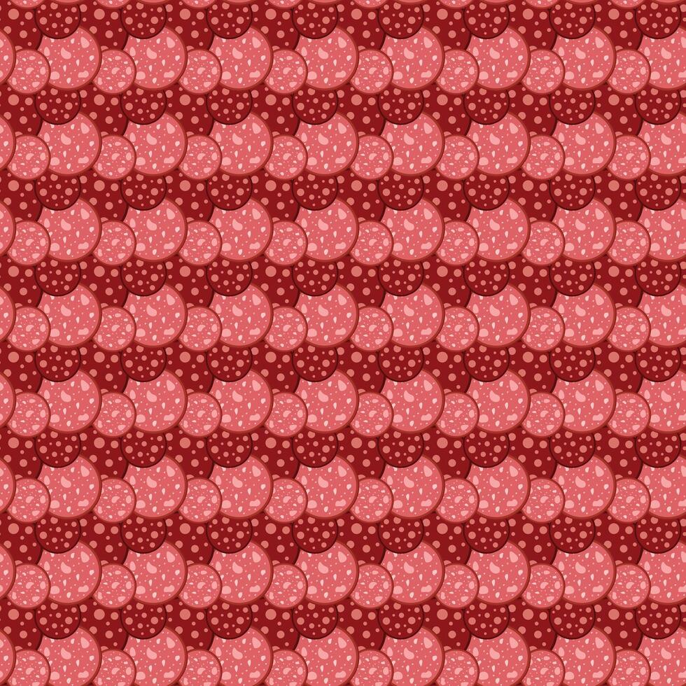 Slices of salami sausage seamless pattern for National Salami Day vector