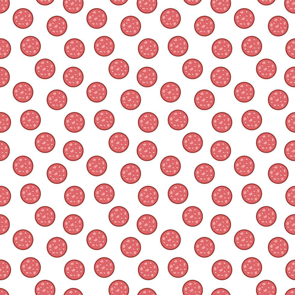 Slices of salami sausage seamless pattern for National Salami Day vector