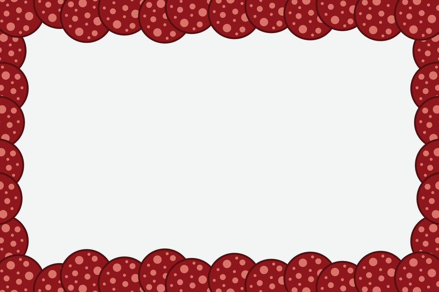Slices of salami sausage border. Frame of Salame Meat delicatessen gastronomic product. National Salami Day vector