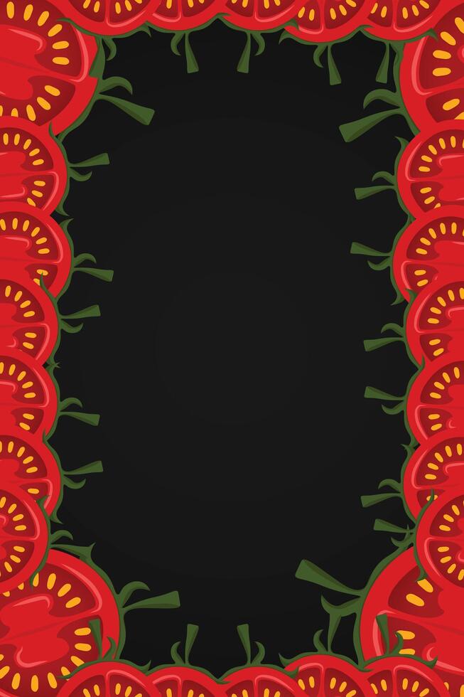 Tomatoes border frame. Tomato frame vector