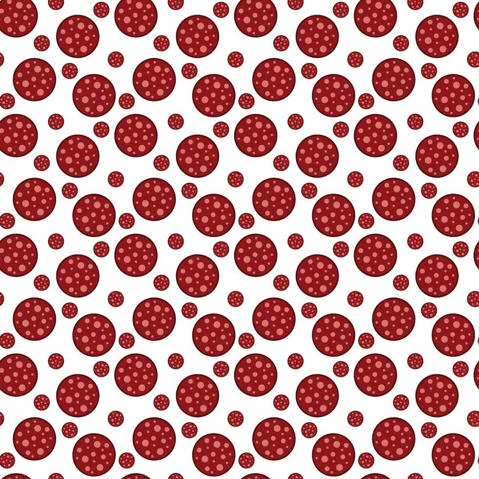 Slices of salami sausage seamless pattern for National Salami Day vector