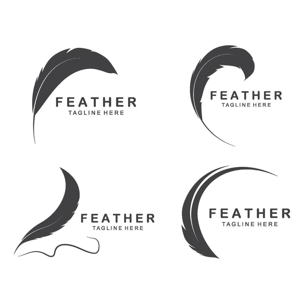 Feather Logo . Illustration of an ink pen. vector