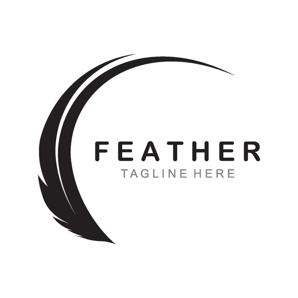 Feather Logo . Illustration of an ink pen. vector