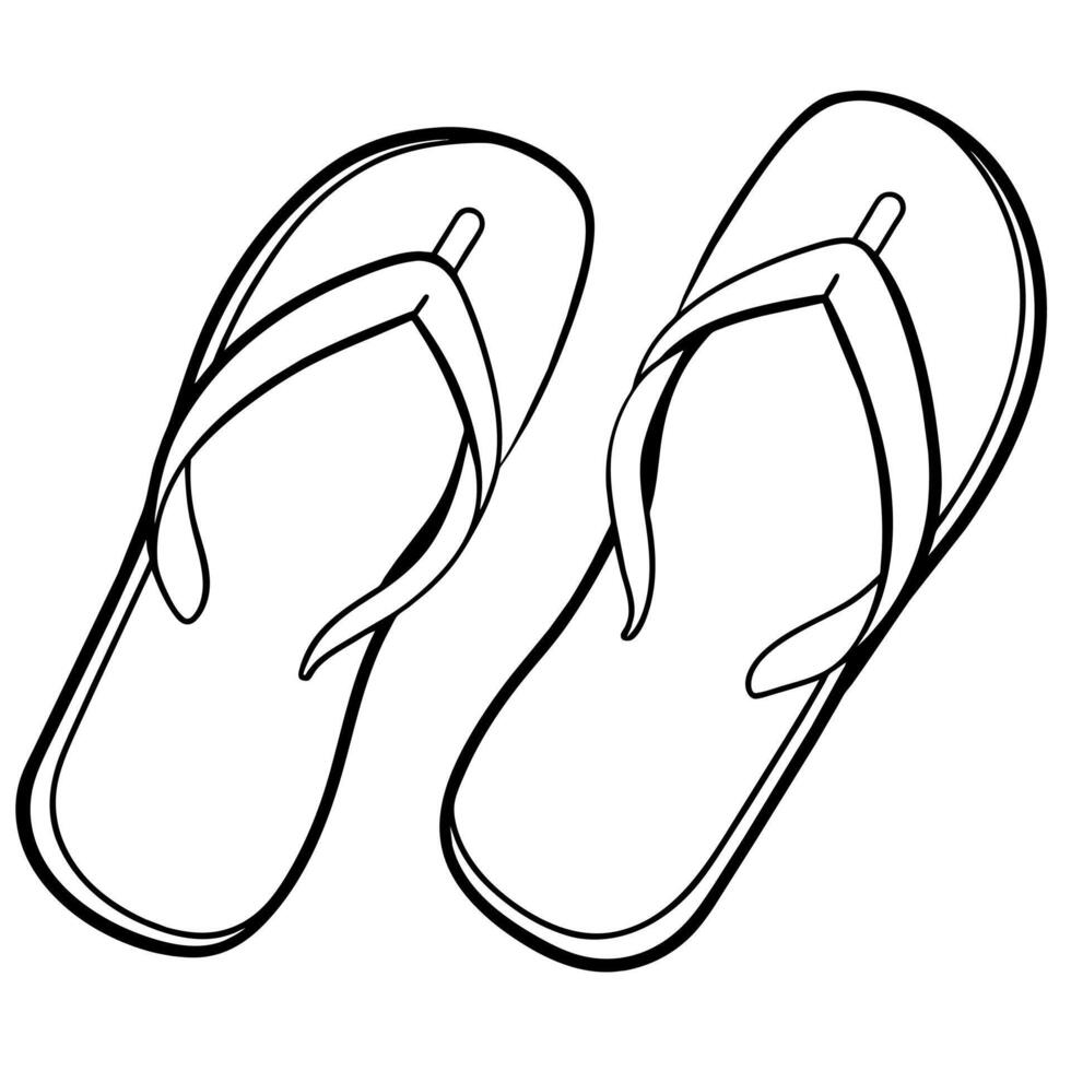 Flip flops outline coloring book page line art illustration digital drawing vector