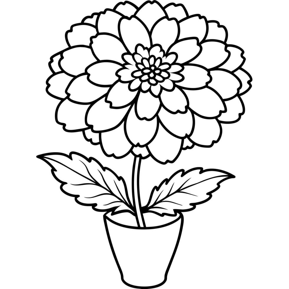 Marigold Flower Bouquet outline illustration coloring book page design, Marigold Flower Bouquet black and white line art drawing coloring book pages for children and adults vector