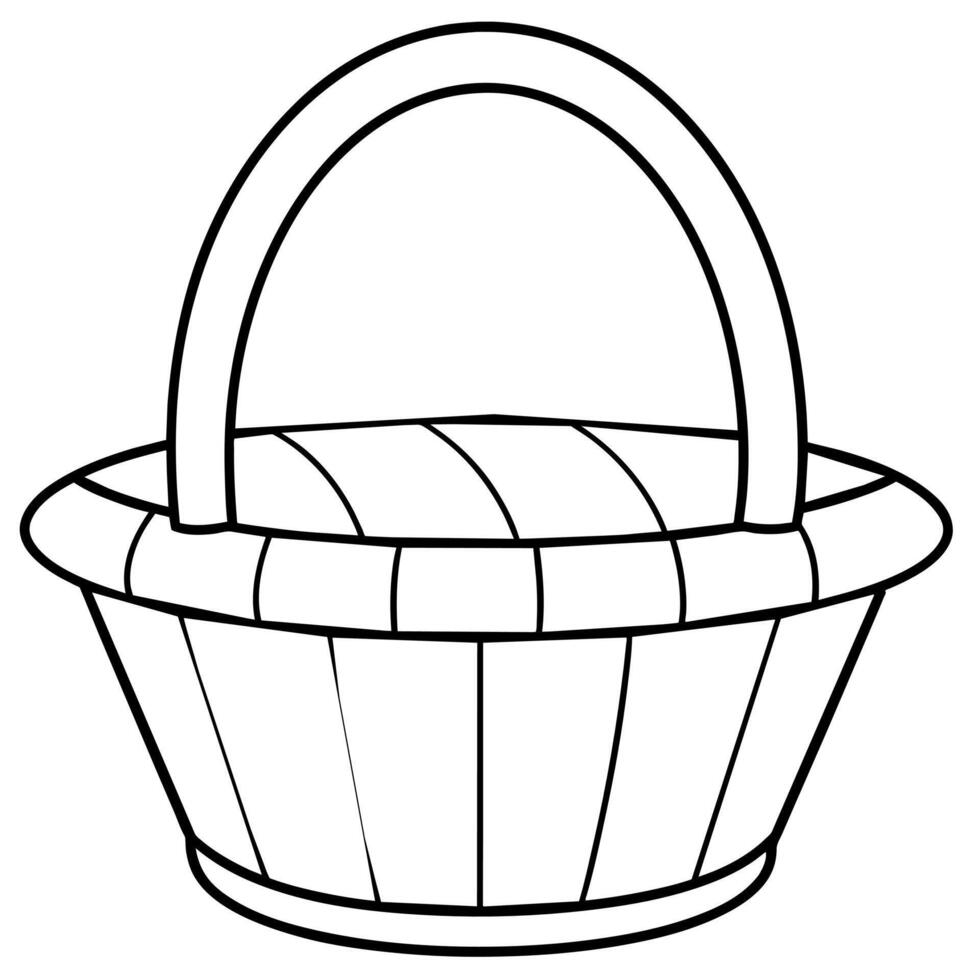 Basket outline coloring book page line art illustration digital drawing vector