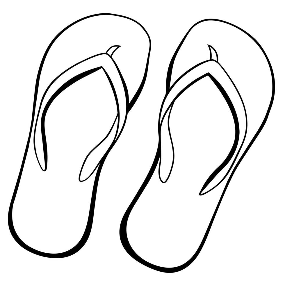 Flip flops outline coloring book page line art illustration digital drawing vector