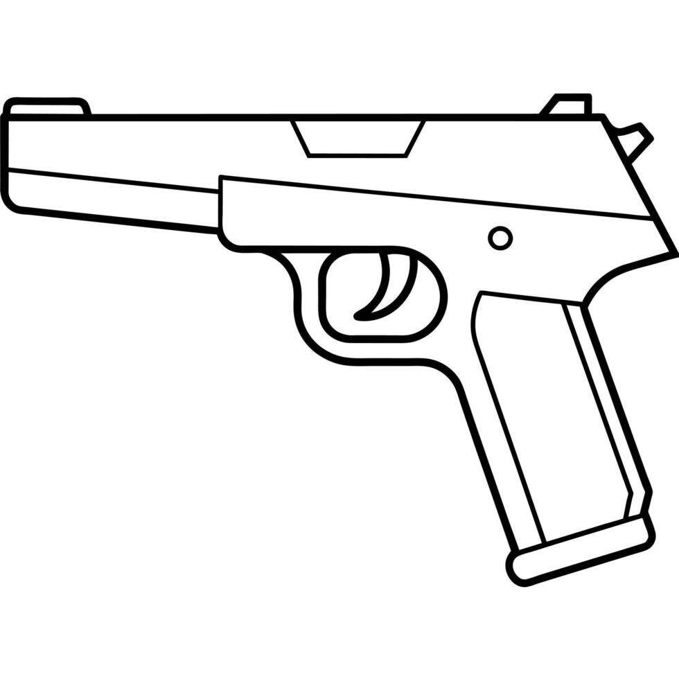 Gun outline coloring book page line art illustration digital drawing vector