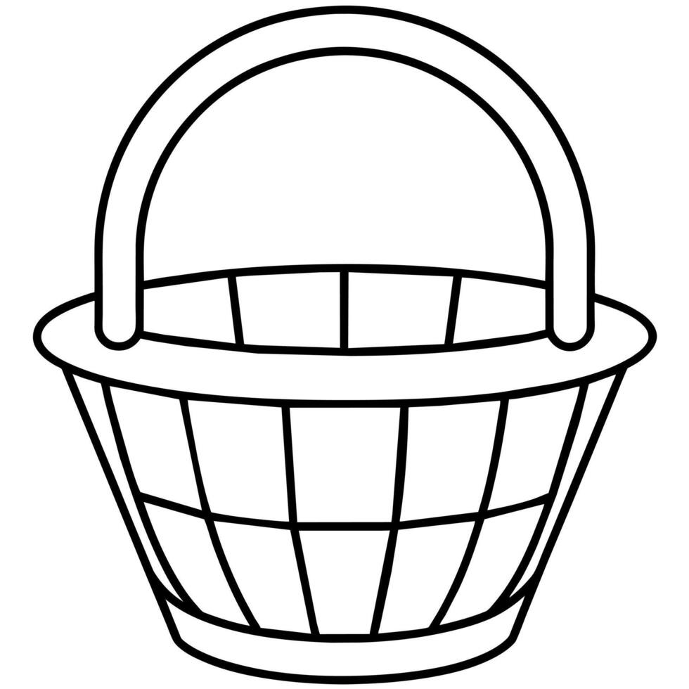 Basket outline coloring book page line art illustration digital drawing vector