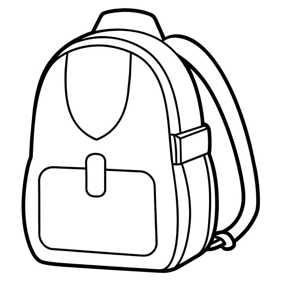 Backpack outline coloring book page line art illustration digital drawing vector
