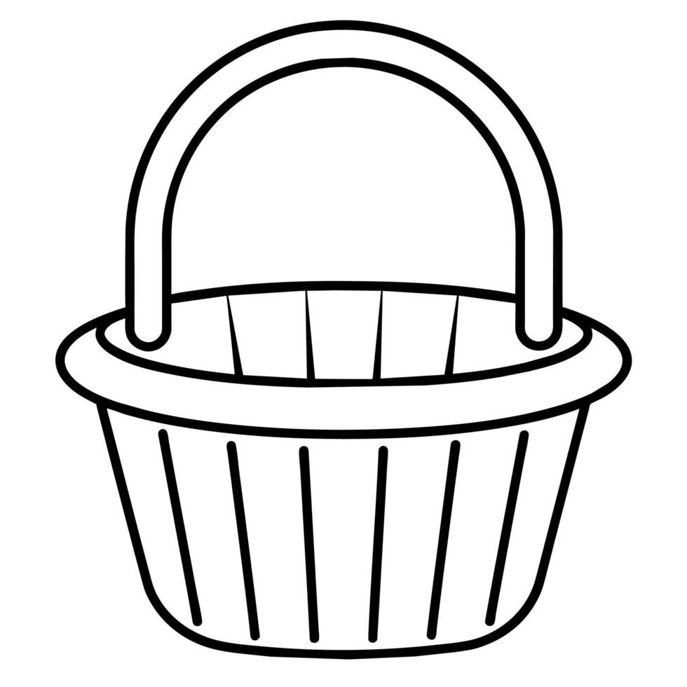 Basket outline coloring book page line art illustration digital drawing vector