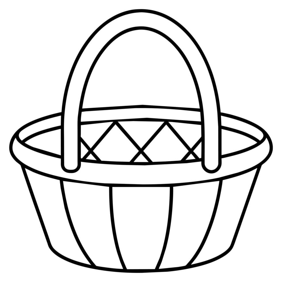 Basket outline coloring book page line art illustration digital drawing vector