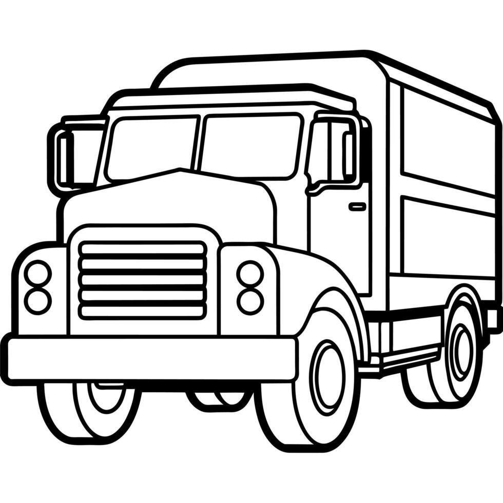 Truck outline coloring book page line art illustration digital drawing vector