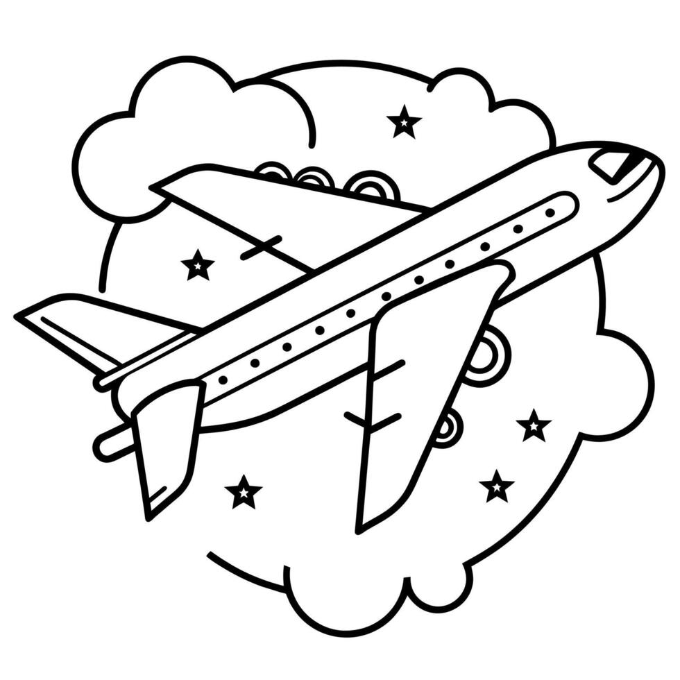 avión contorno colorante libro página línea Arte ilustración digital dibujo vector