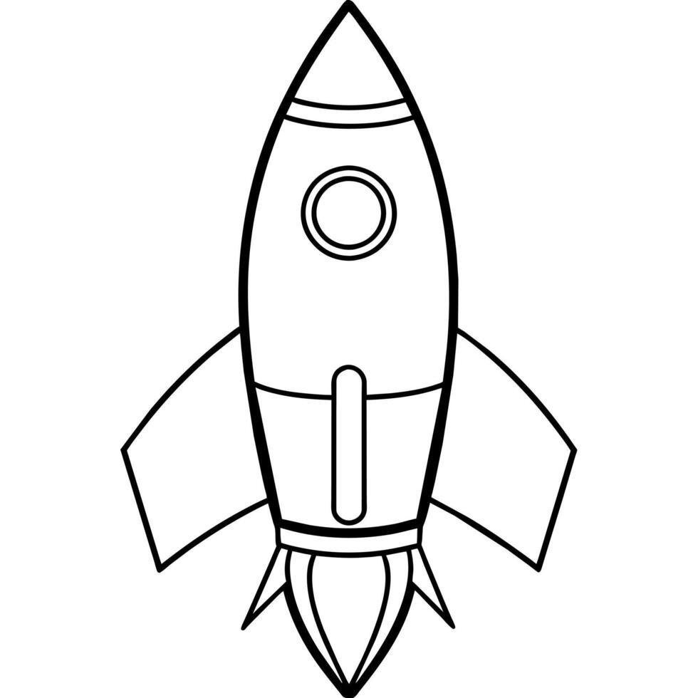 Rocket outline coloring book page line art illustration digital drawing vector