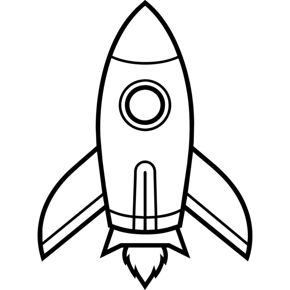 Rocket outline coloring book page line art illustration digital drawing vector