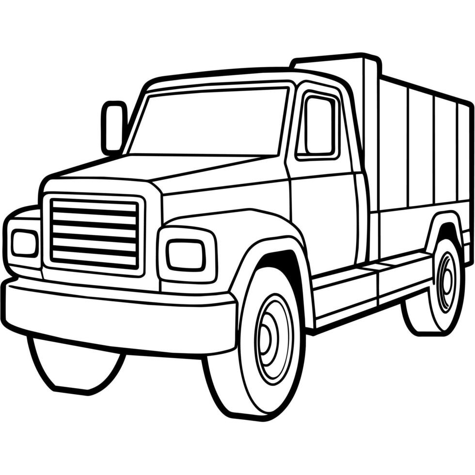 Truck outline coloring book page line art illustration digital drawing vector