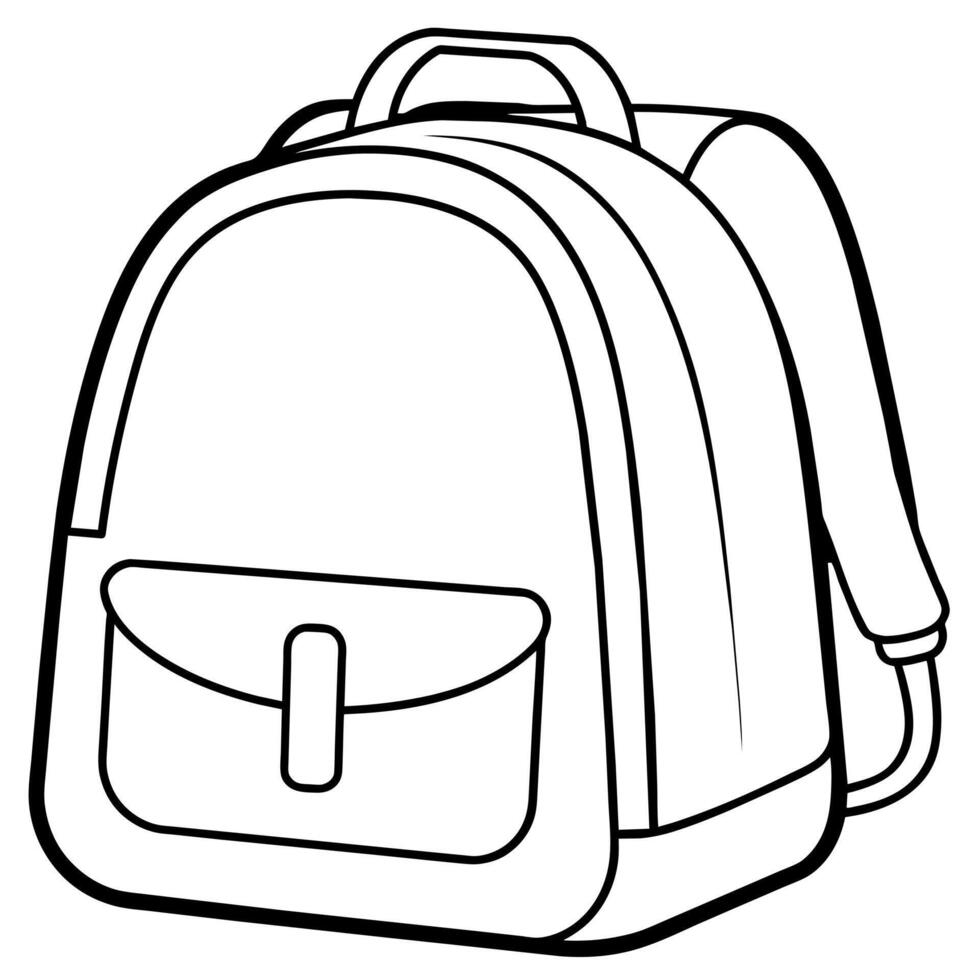 Backpack outline coloring book page line art illustration digital drawing vector