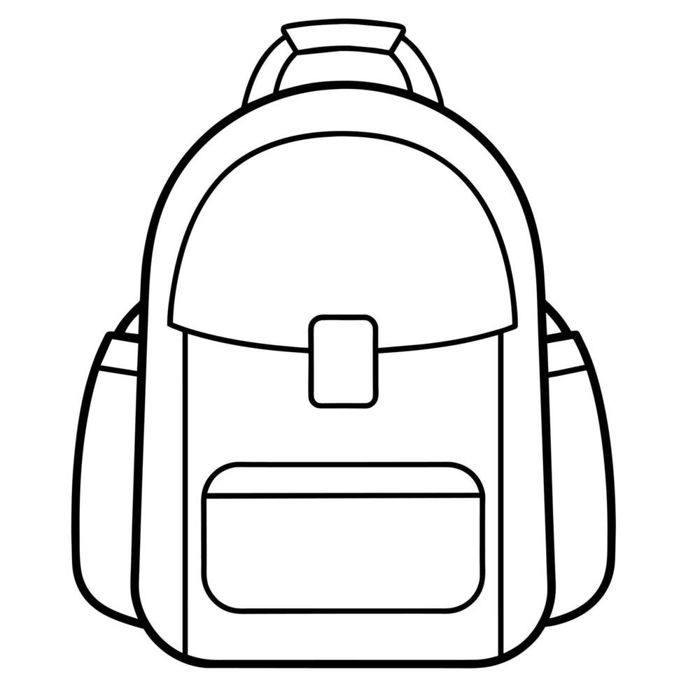 Backpack outline coloring book page line art illustration digital drawing vector