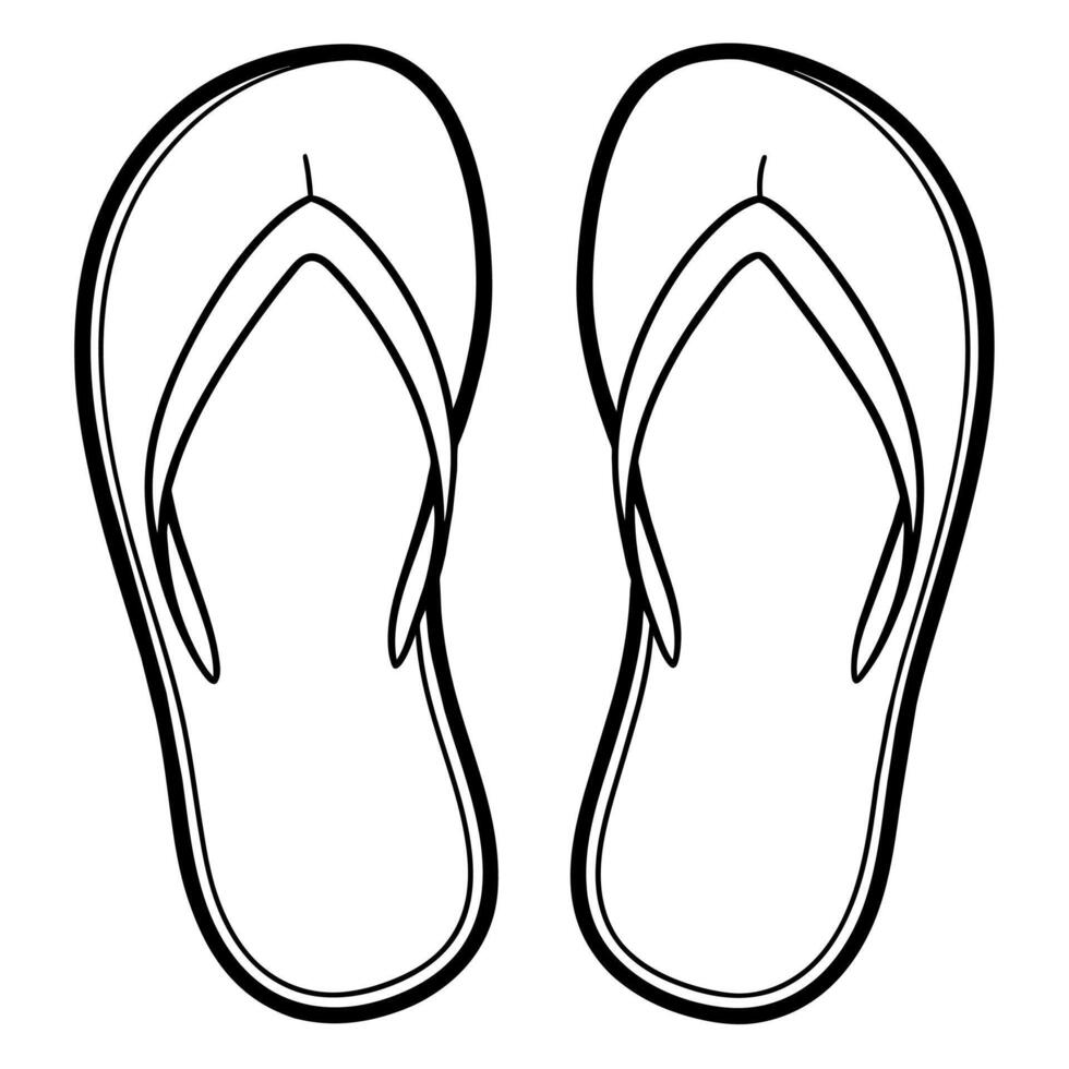 Flip flops outline coloring book page line art illustration digital drawing vector