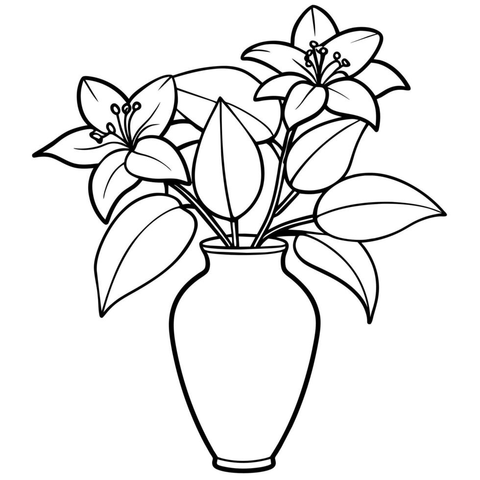 Jasmine flower outline illustration coloring book page design, Jasmine flower black and white line art drawing coloring book pages for children and adults vector