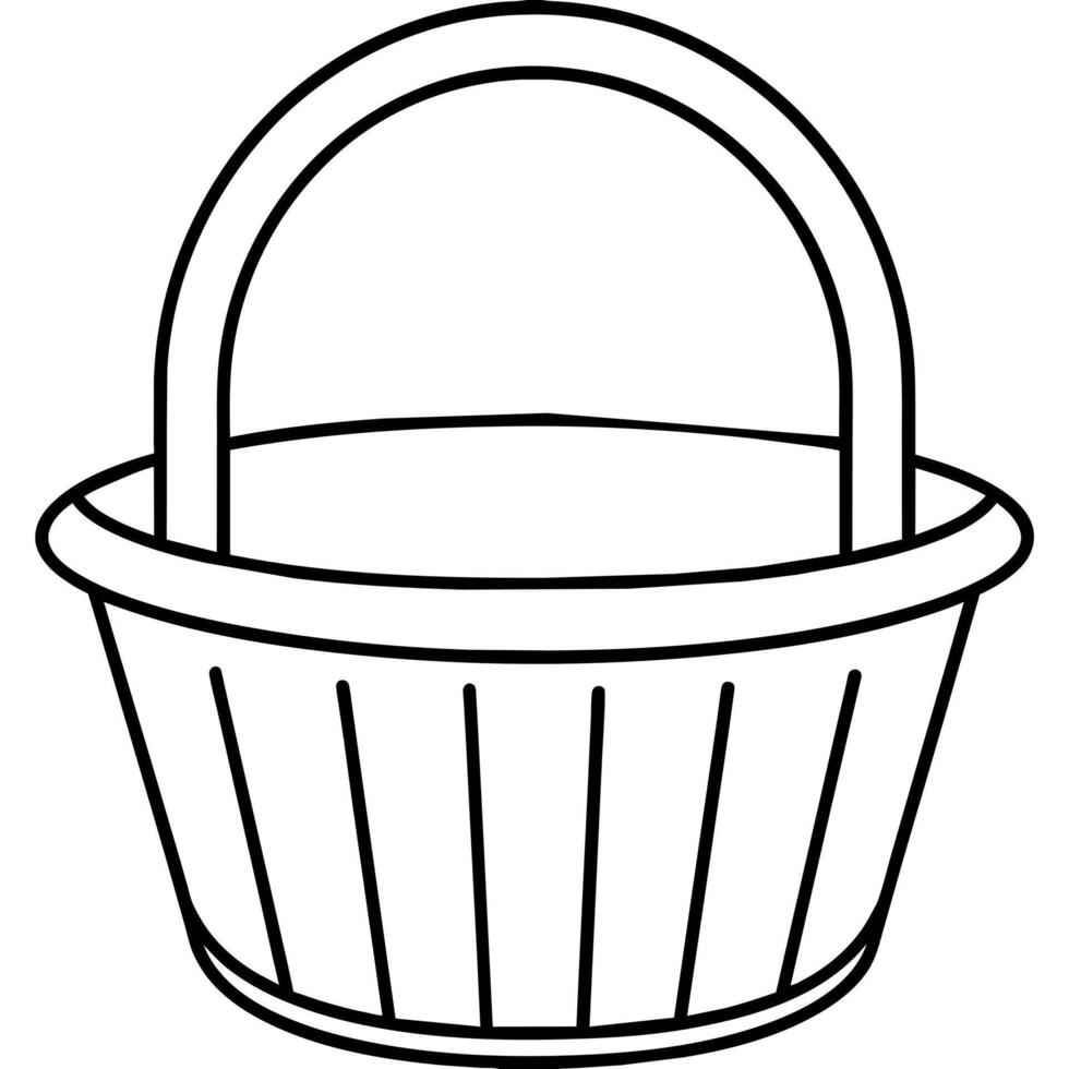 Basket outline coloring book page line art illustration digital drawing vector