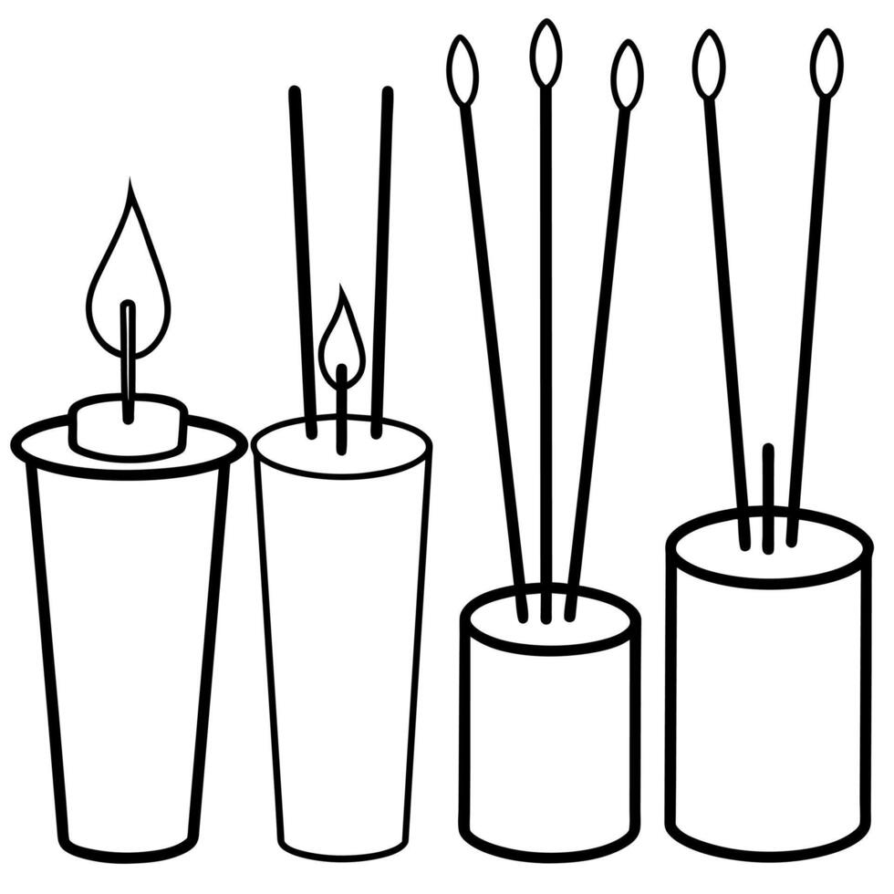 Citronella Candles outline coloring book page line art illustration digital drawing vector