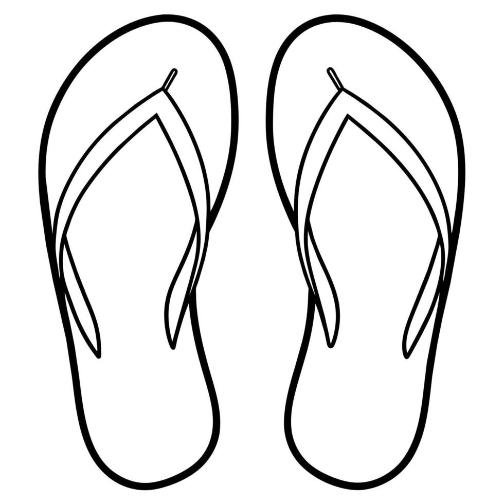 Flip flops outline coloring book page line art illustration digital drawing vector