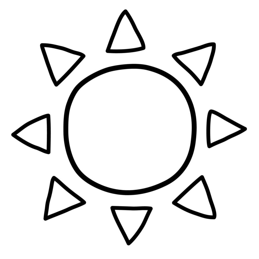 sun. hand drawn doodle line icon. vector