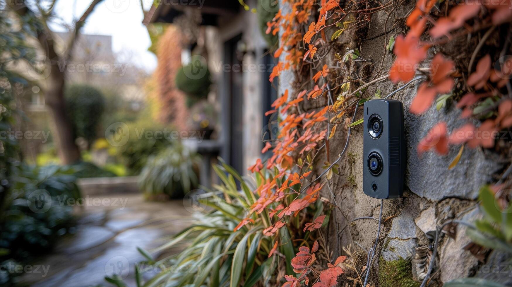 Detailed shot of a smart doorbell being installed equipped with a camera and twoway communication for added security photo