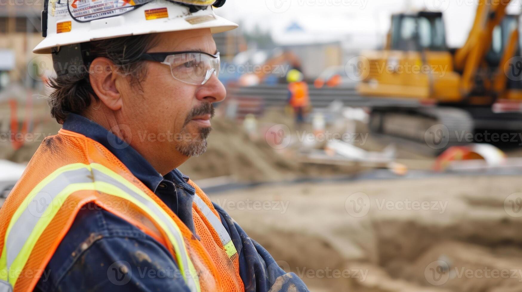 Taking a moment to observe the site the manager carefully assesses the progress and quality of the ongoing work photo