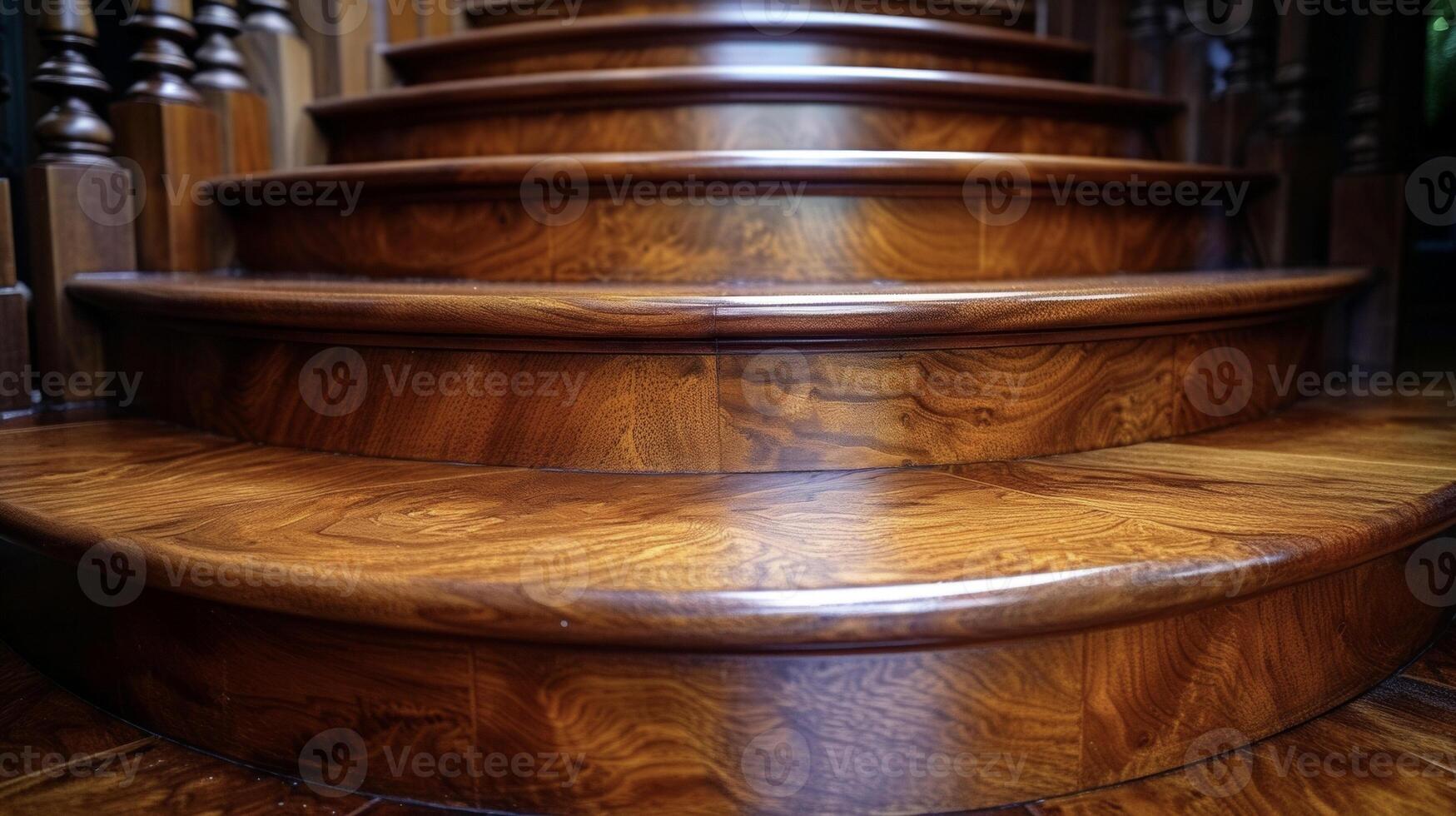 A closer look at the rich mahogany steps of a clic staircase showcasing the beauty of natural wood grain and sy construction photo