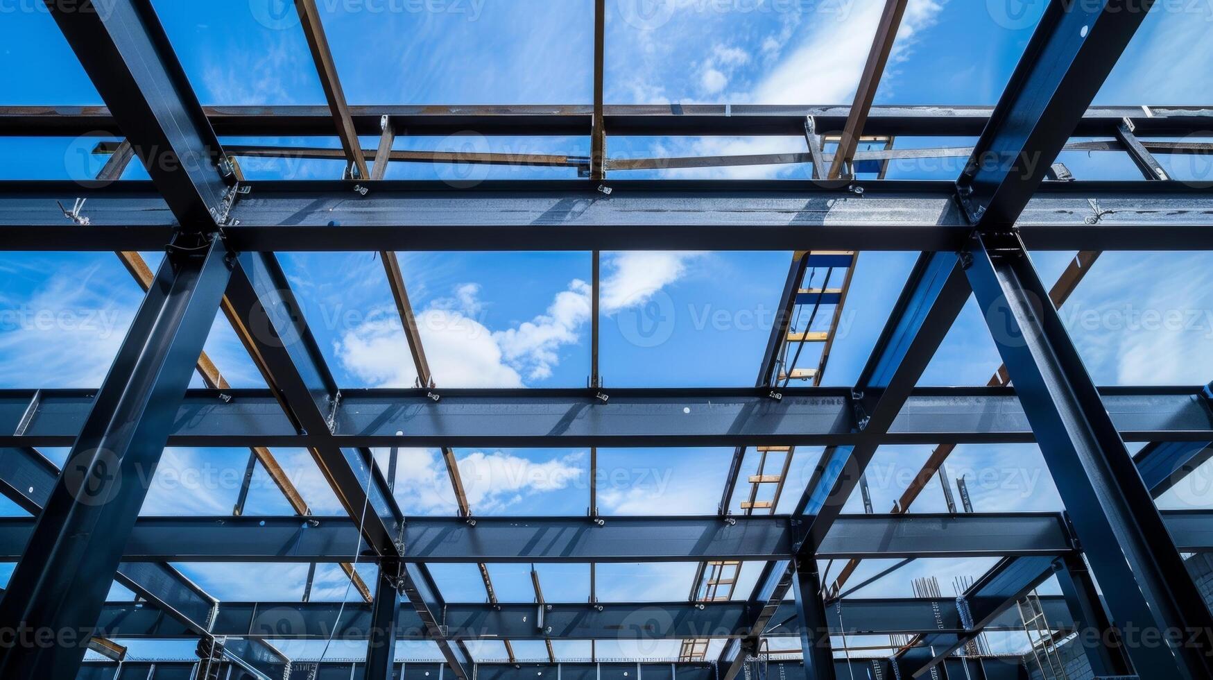 The precision and skill of the workers is evident as the steel frame takes shape with perfectly aligned beams and seamless connections photo