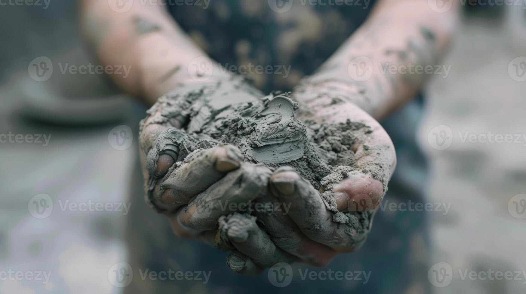 A pair of hands holding a clump of moist clay ready to be shaped into a work of art. photo