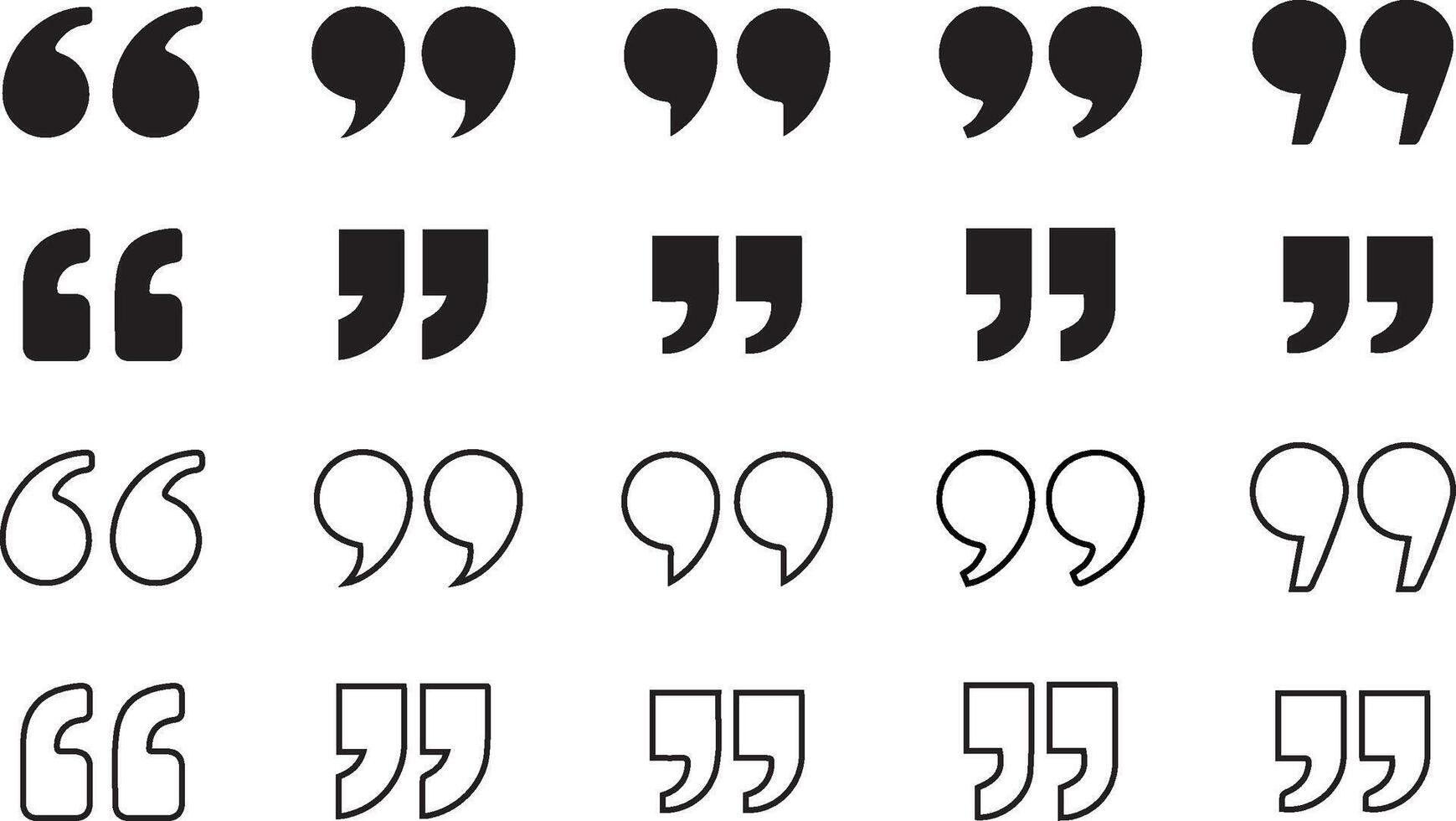 Quotes, quotation marks black isolated icon set. vector
