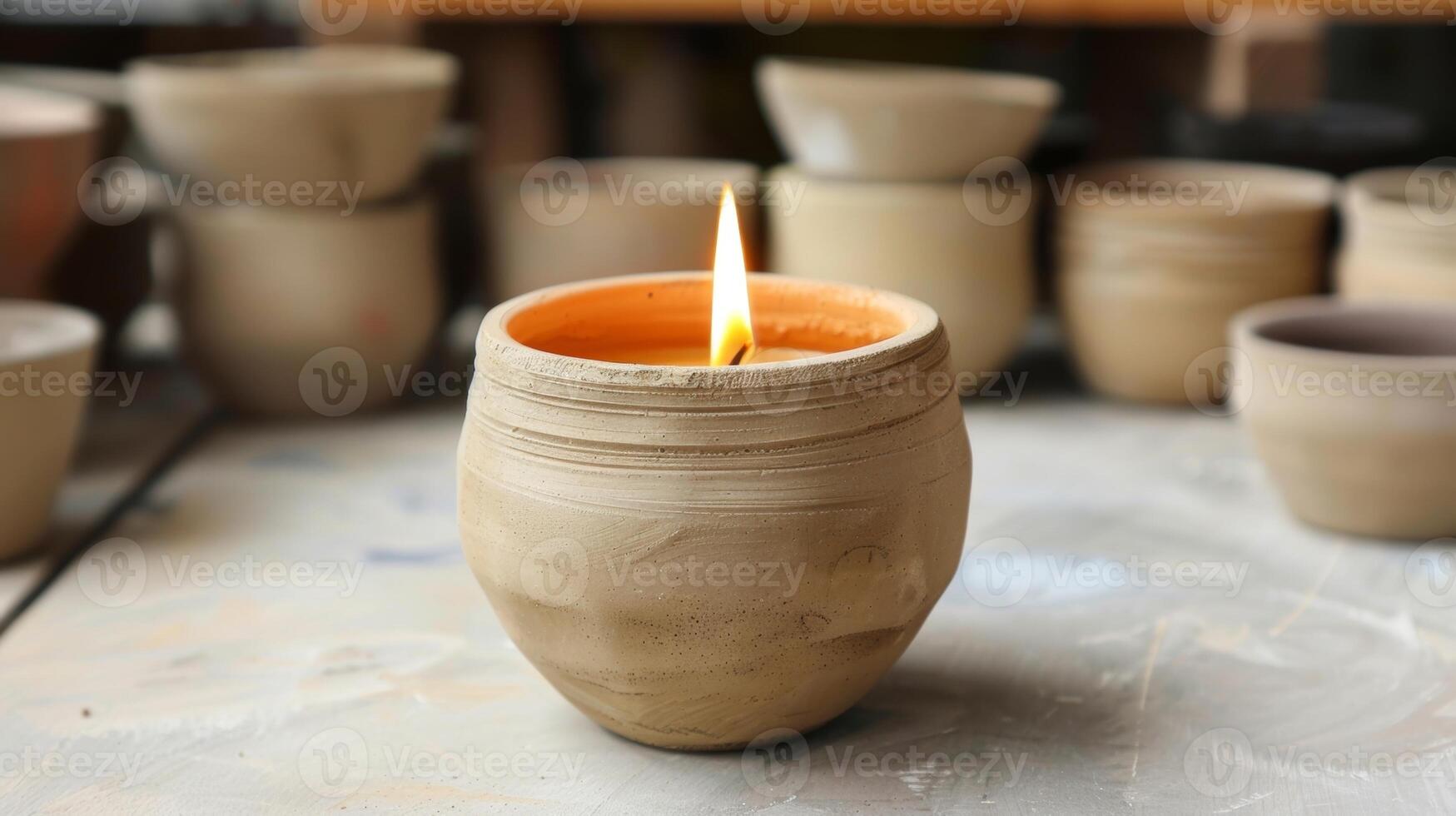 A smooth finished clay votive holder ready to be painted or left in its natural state. photo