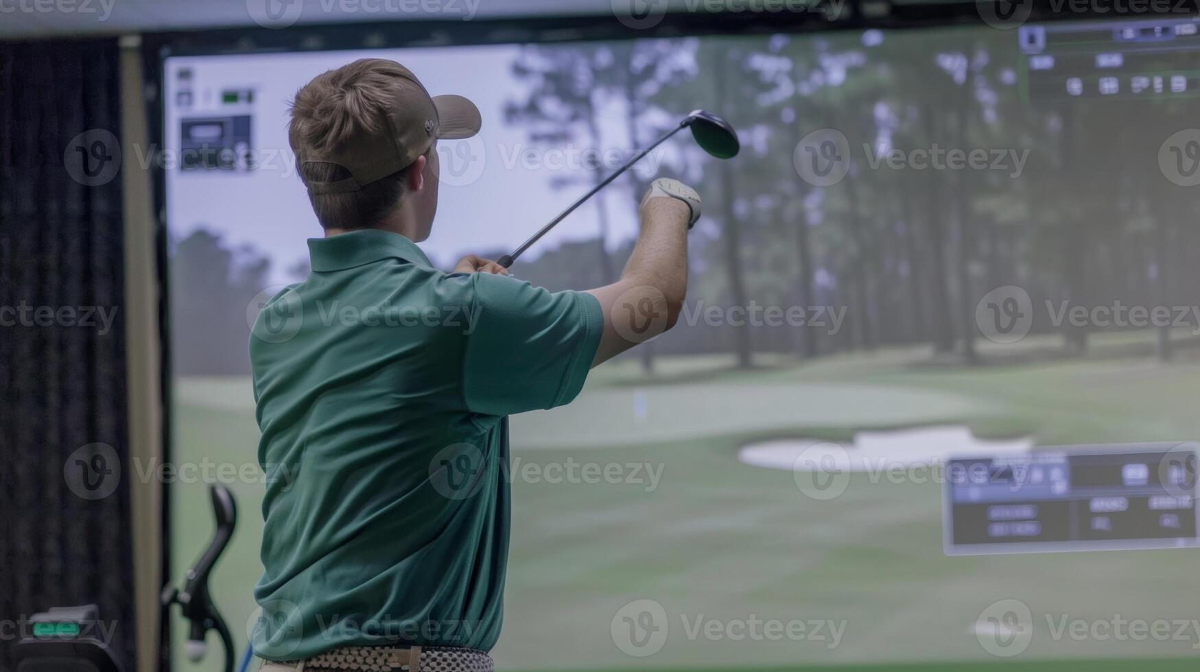 A student receives personalized feedback on their swing through analysis allowing them to see and correct their mistakes more easily photo