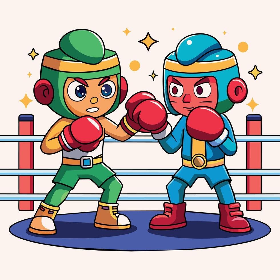 A Groovy Carton Character boxing flat illustration vector