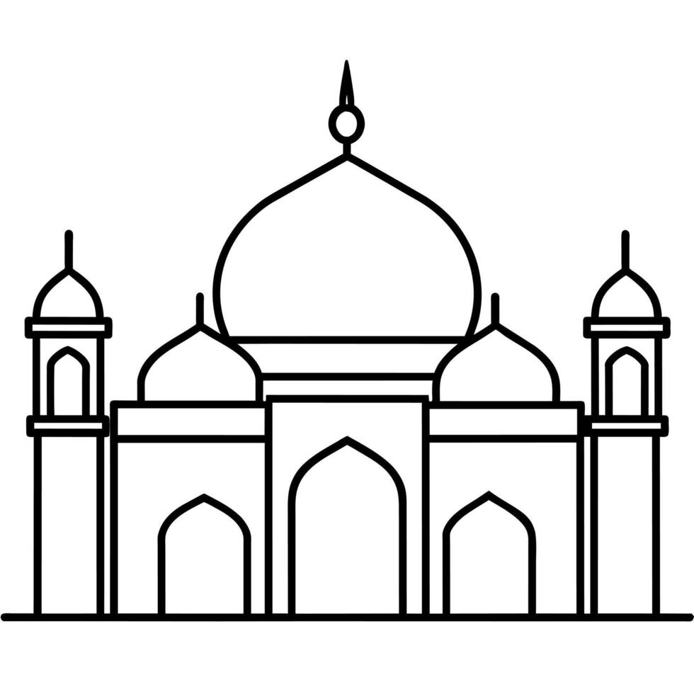 minimal flat style masjid illustration vector