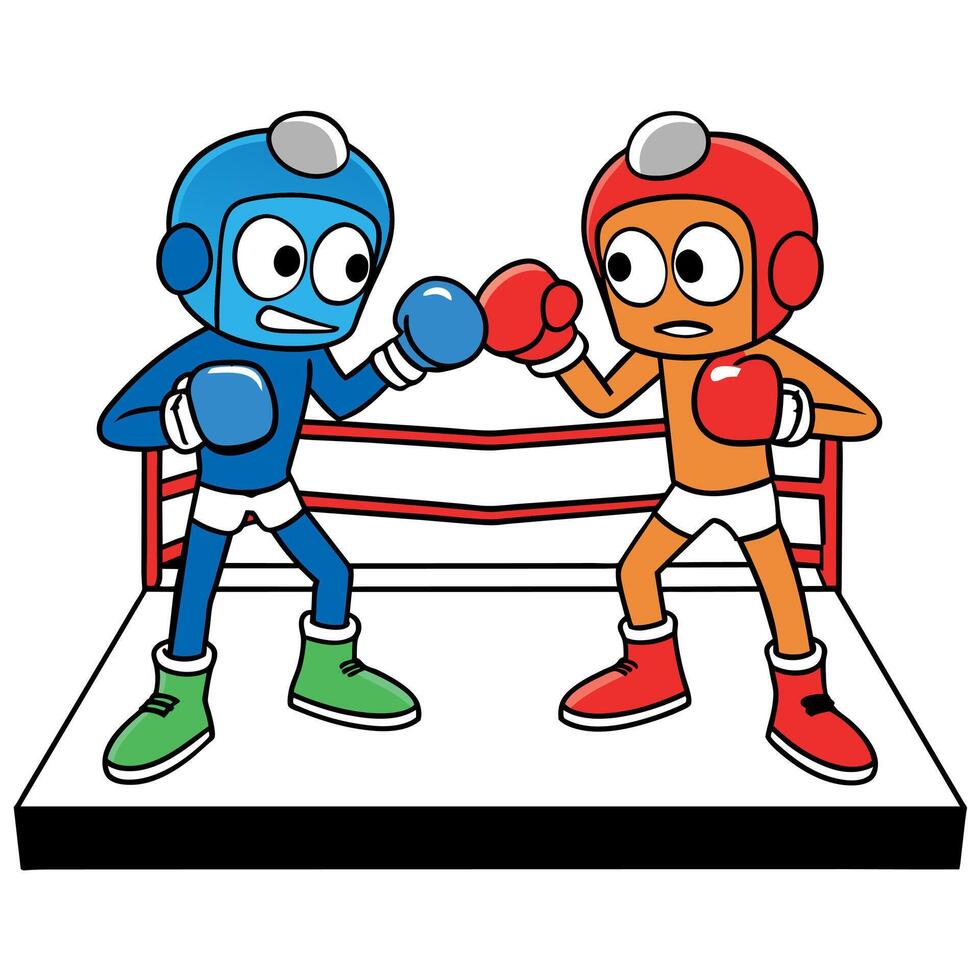 A Groovy Carton Character boxing flat illustration vector