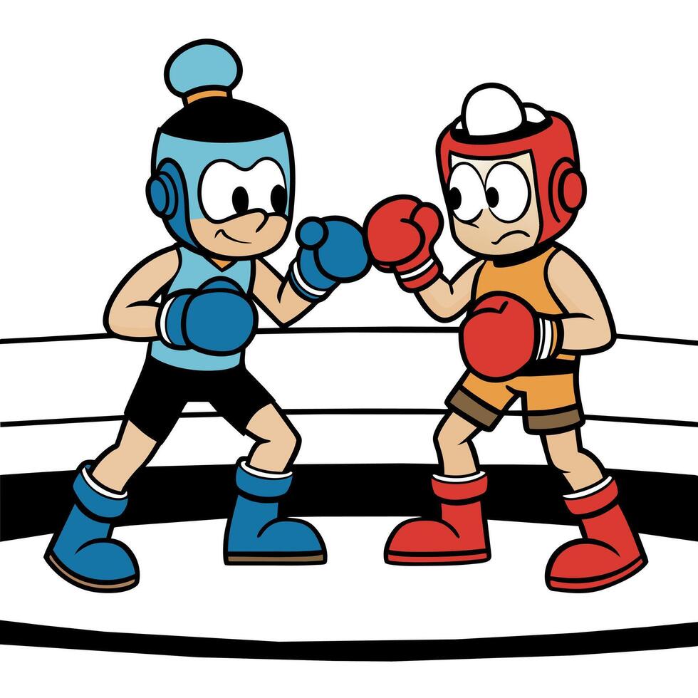 A Groovy Carton Character boxing flat illustration vector